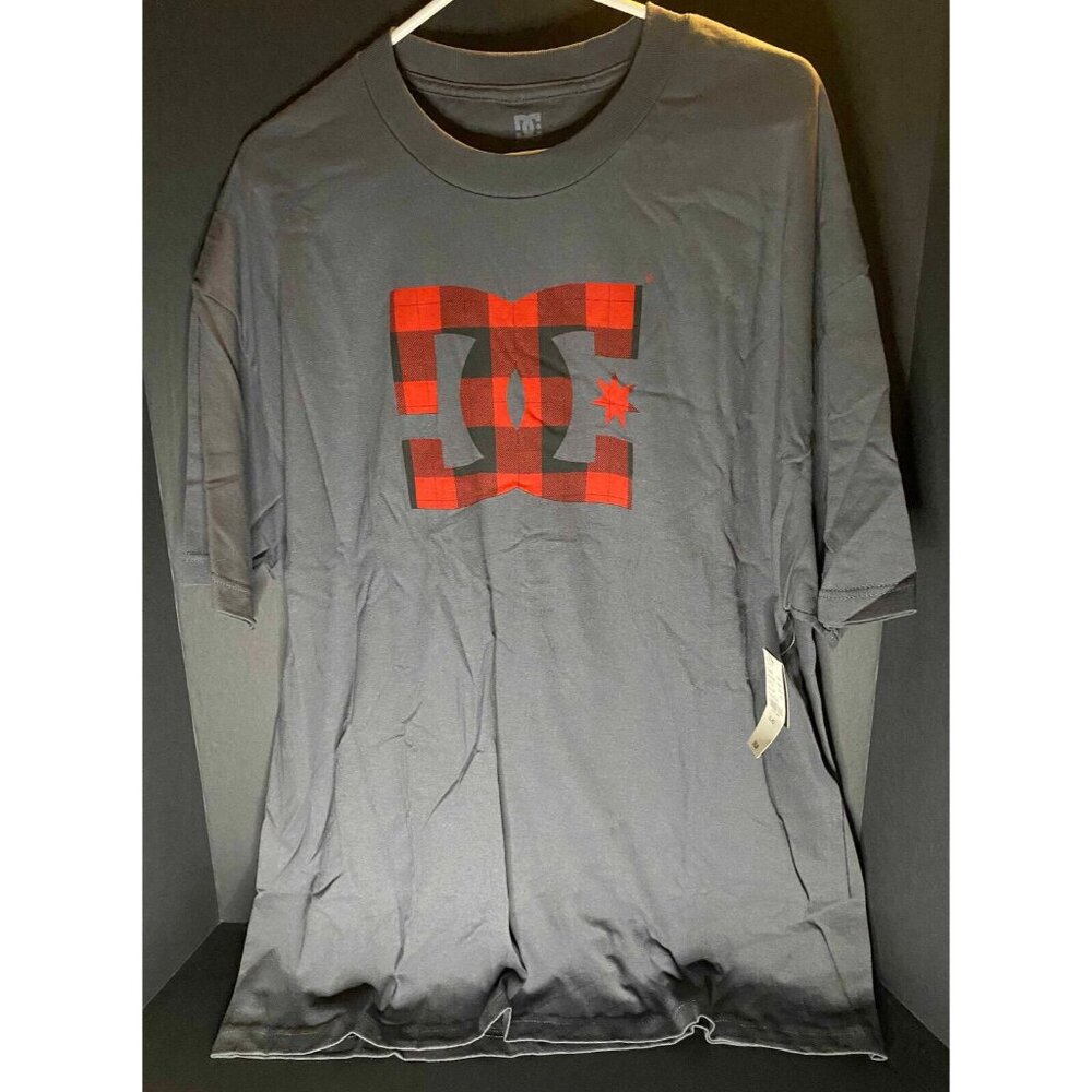 DC Shoes Checkered Logo Skater T-Shirt Mens XL Gray Tee NWT Y2K